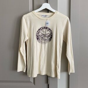 Bonpoint kids Cream Long Sleeve Tee with Graphic size 14